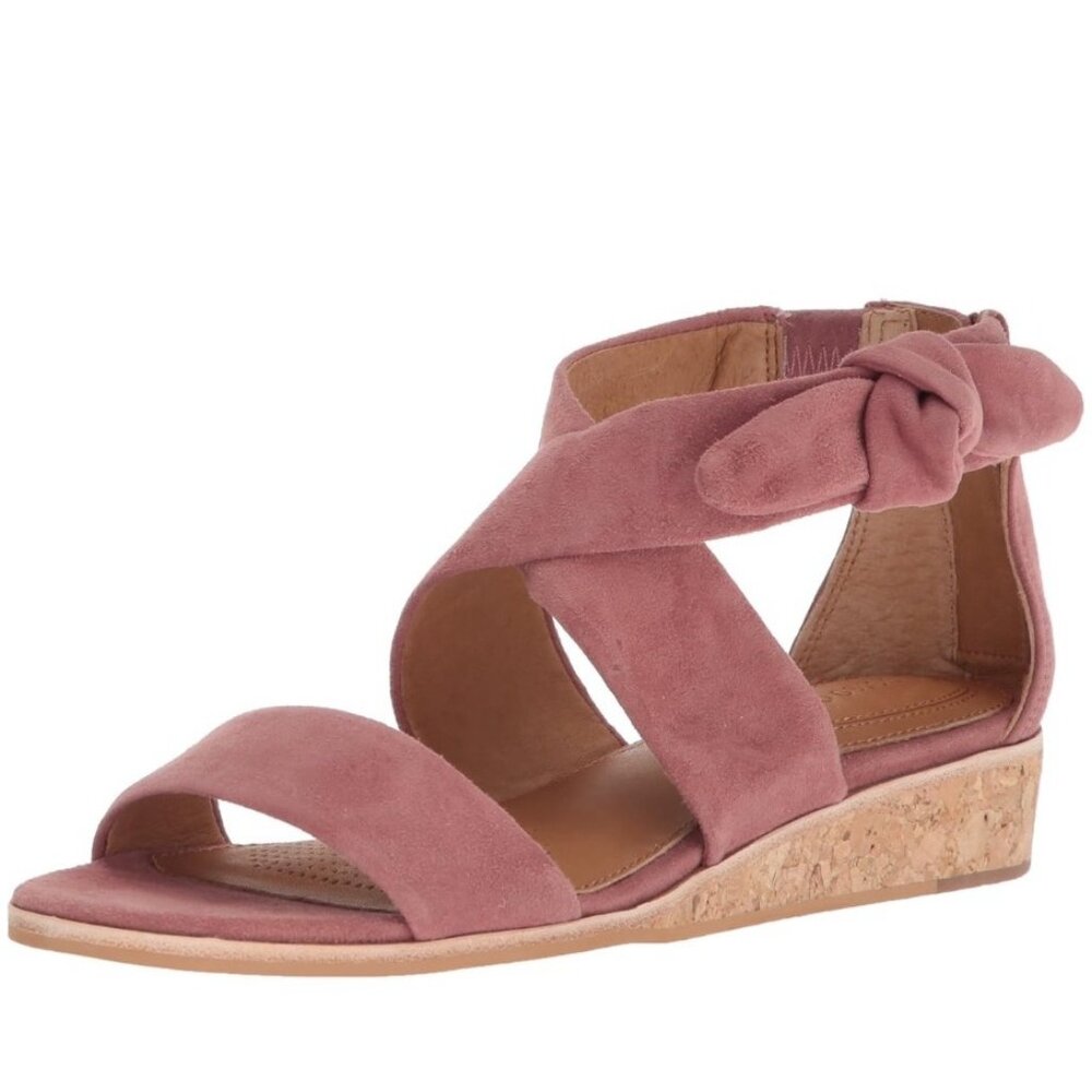Corso Como Rasque Wedge Sandal Size 8.5 Blush Pink Suede Open-Toe Bow Detail